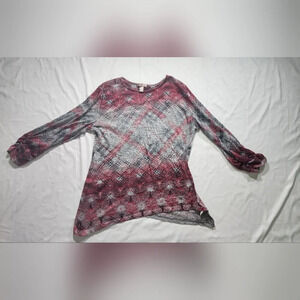 White Stag Womens Geometric Multicolor Stretchy 3/4 Sleeve Top